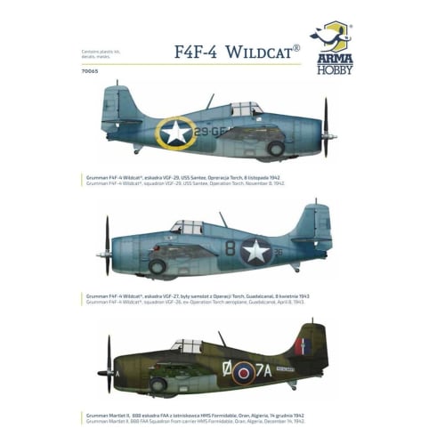 ARMA HOBBY 1/72 F4F-4 Wildcat Operation Torch Plastic Model Kit ADL70065