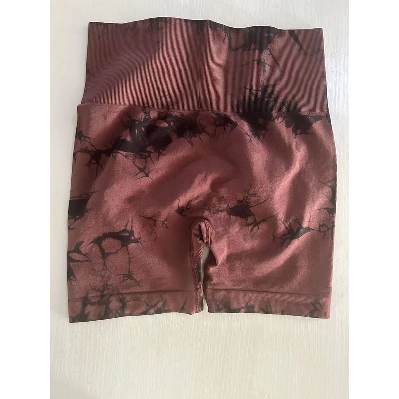 Summer New Arrival Fashion Tie-Dye Peach Yoga Shorts Women's High Waist Hip Raise Skinny Sports Running Three-Point Fitness Pants