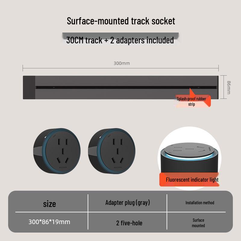 Movable Surface-Mounted Wireless Track Socket for Kitchen Island