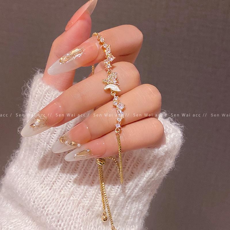 Delicate zircon butterfly bracelet women's 2025 new sweet adjustable pull-out bracelet jewelry