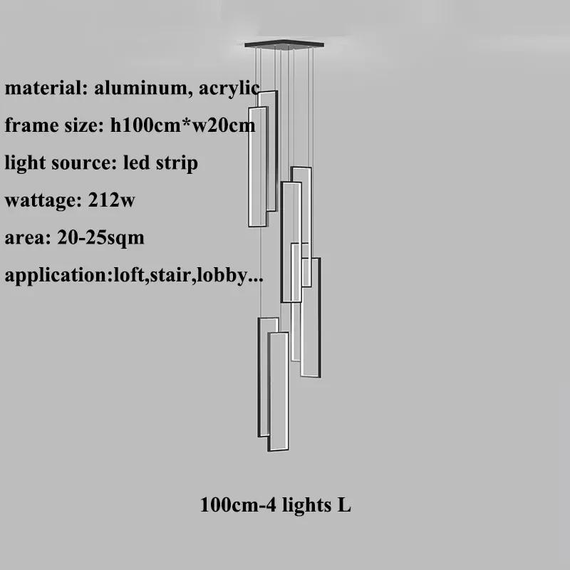 Modern Minimalist Staircase Chandelier Geometric Rectangular LED Chandelier Nordic Luxury Duplex Attic Lighting Home Appliance