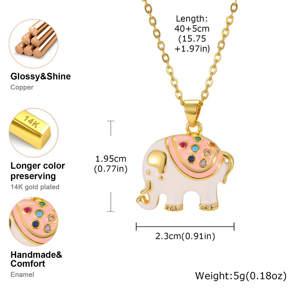 Cute Talisman Elephant Pendant Necklace for Women Girls Zircon O-Chain Necklaces Lucky Charms Elephant Accessories Gifts