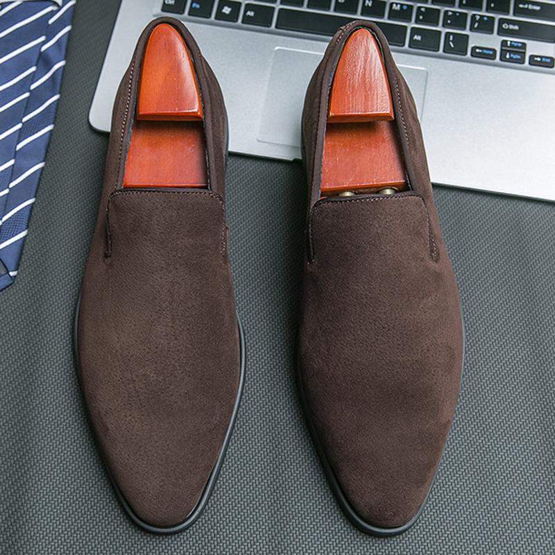 

Ретро Новая Мода Замшевые Лоферы Мужские Острый Носок Черные Коричневые Повседневные Туфли Свадебное Платье Выпускной Вечер Обувь Zapatos Hombre 38