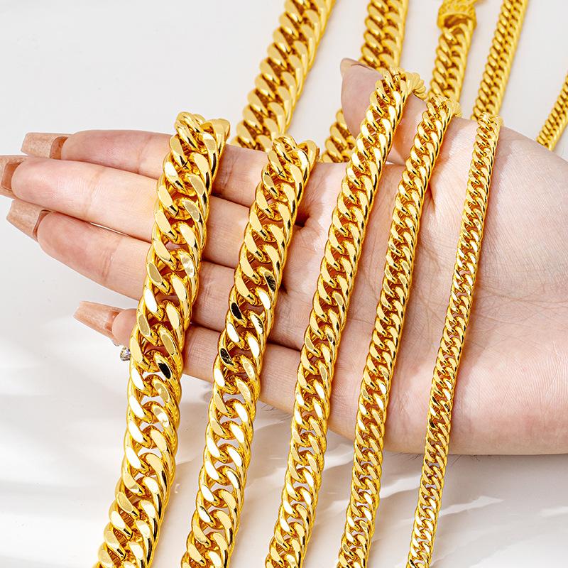 Vietnamese Sand Gold Necklace Imitation Gold Trend Interlocking Chain Luxury Domineering Gift Jewelry