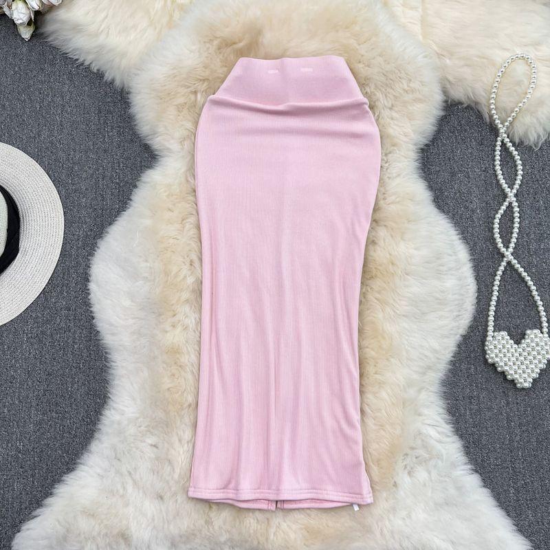 

Dongdaemun South Korea Mid Length Long Length over-the-Knee Fishtail Skirt Pink All yards