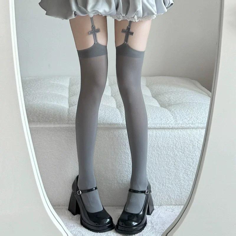 

Жіночі панчохи з хрестом Готичні панчохи-шкарпетки з хрестом Сексуальний пояс Панчохи-шкарпетки Lolita Шкарпетки до коліна Шкарпетки вище коліна Панчохи для дівчат One Size сірий