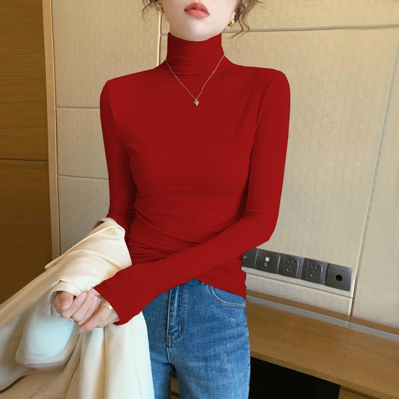 Modal High Neck Turtleneck Base Layer for Women: Elegant Long Sleeve Top for Spring, Autumn, Winter