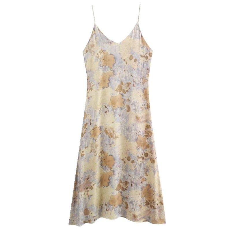 Fashion Style 2024 Autumn New Women's Clothing All-Matching Printed Spaghetti Straps Sleeveless Long Dress 8585032