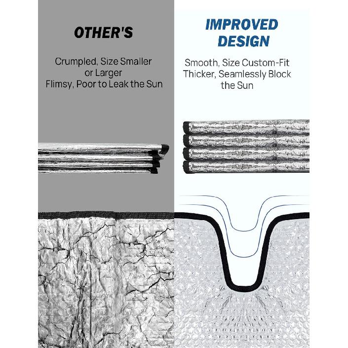 JOYTUTUS Upgraded Windshield Sun Shade Compatible With Wrangler JK JKU TJ, Foldable JK Windshield Sunshade Sun Visor Blocks UV Rays, Sun Shade Shield