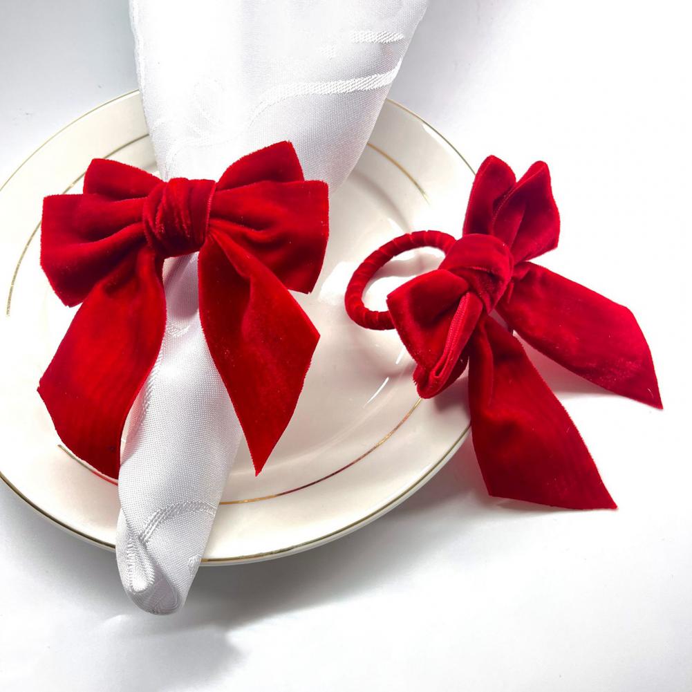 Decorative Napkin Ring Reusable Napkin Rings Velvet Bow Napkin Rings Set Reusable Bowknot Holders Holiday Table for Wedding
