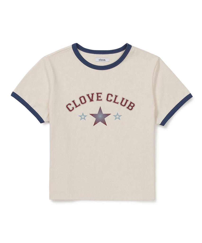 CLOVE [26Sm Clove] Star Logo Ringer T-Shirt (Light Beige)