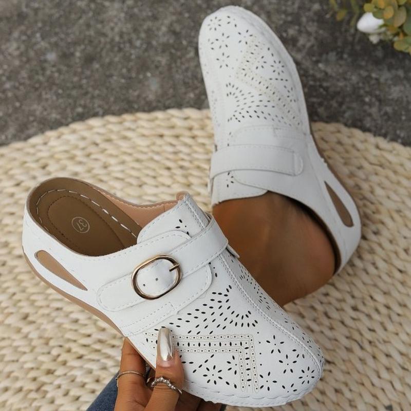 Summer Women's Slippers Hollow Beach Shoes Wedge Heels Womens Sandals Non Slip Durable Shoes for Women Retro Sandalias De Mujer