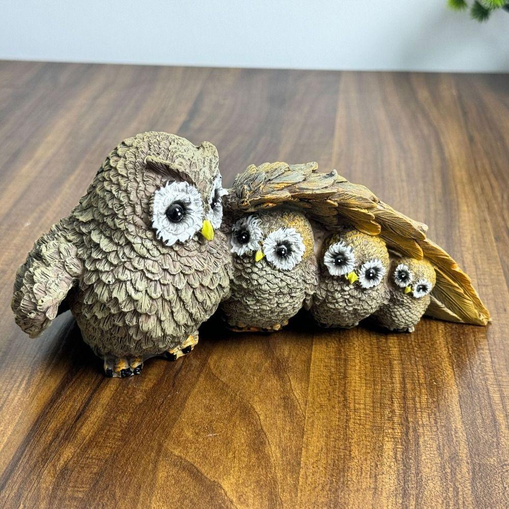 Cute Animal Statue Resin Miniature Figurine Sculpture Desktop Decoration Owl Ornament  TV Cabinet