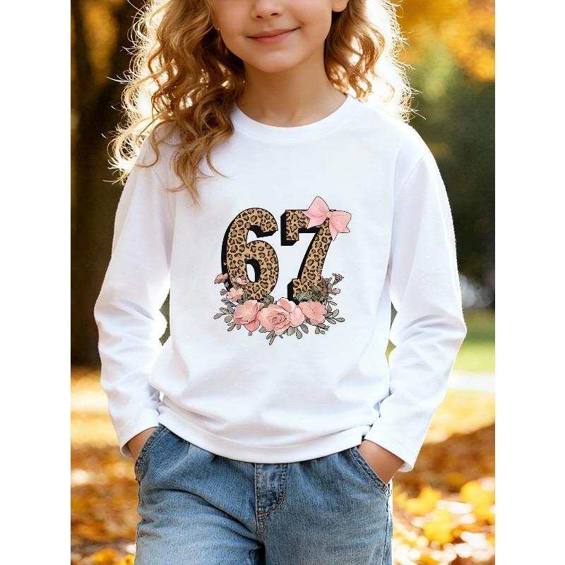 Kids Unisex Red Crewneck Sweatshirt, Leopard Print 67 Pink Bow Floral Rose Graphic Long Sleeve Pullover, Soft Sweatshirts for Boys Girls Ages 4+