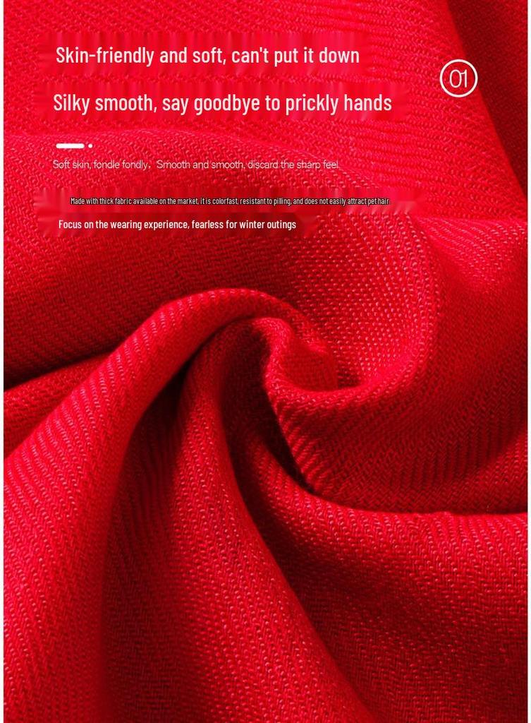 Custom Embroidered Red Scarf: Thick Neck Warmer for Autumn/Winter Team Gatherings