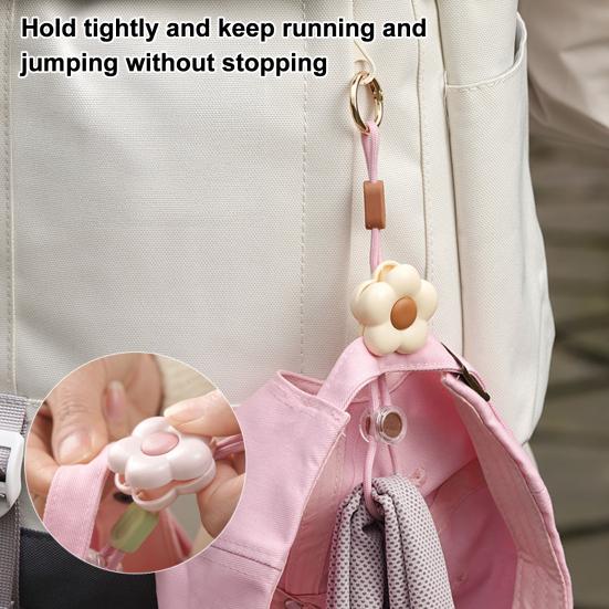 Flower-Shaped Hat Clip with Carabiner Portable Travel Cap Holder for Bags Backpacks Anti-Loss Accessory for Beach Hiking Daily Use Cute Keychain Bag