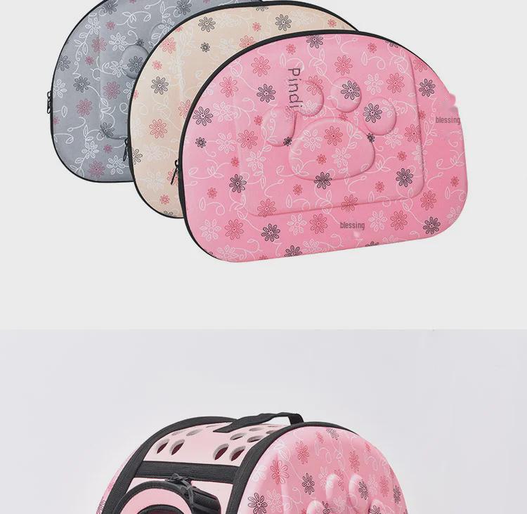 Foldable Crossbody Pet Carrier Bag: Large, Breathable, Fashionable for Cats and Dogs.