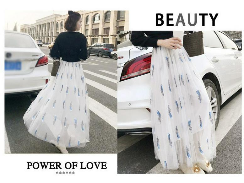 Women's High Waist Black Mesh A-line Midi Tulle Skirt