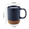 Einfache Keramik-Kaffeetasse mit Korkboden und Deckel, Spritzgeschützt, Hitzebeständig, Matt, Uni-Weiß, Schwarzer Korkboden, Teetasse
