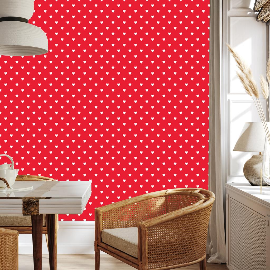 Hearts Wallpaper Red and Coral 50x1000