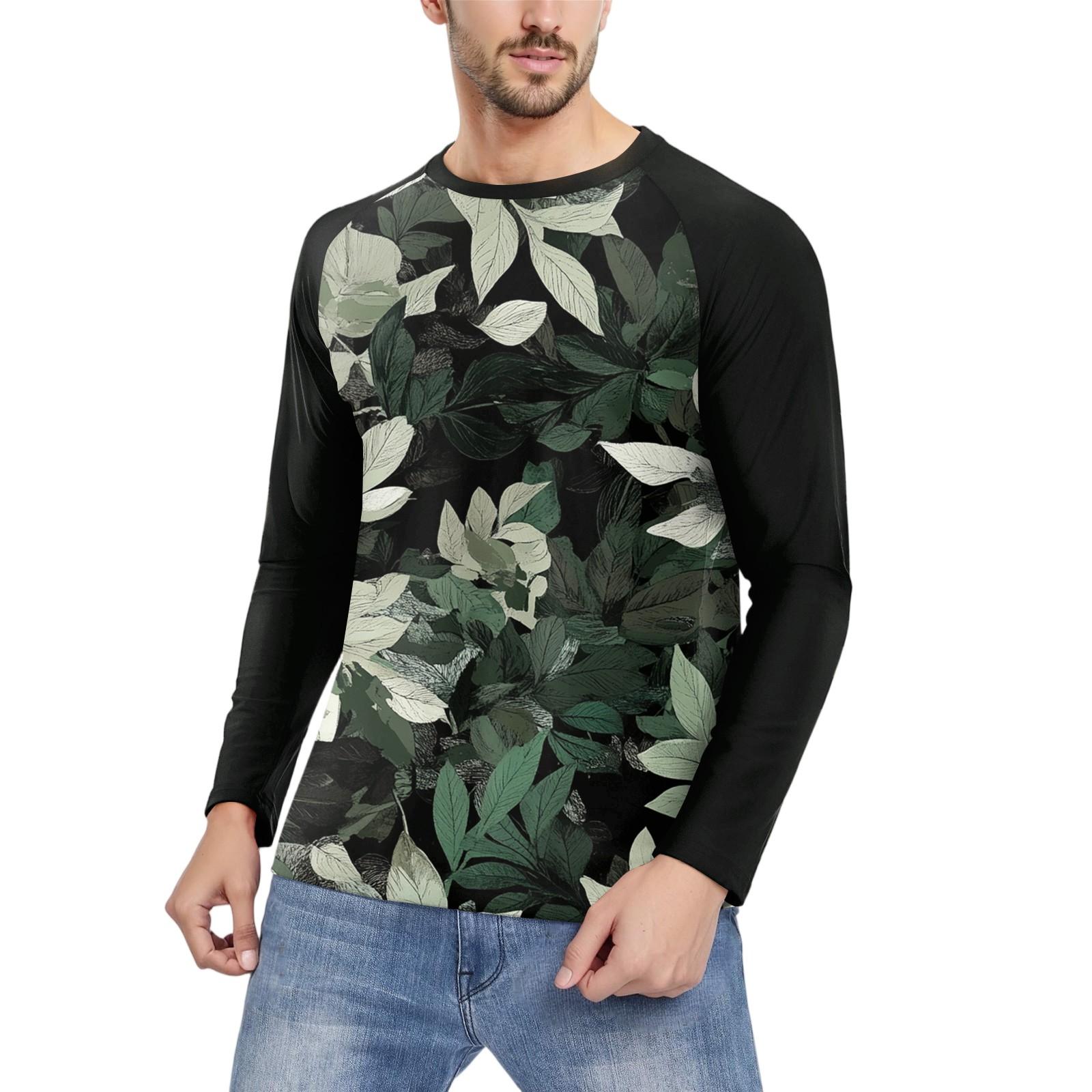 

Мужская мода принтованный реглан длинный рукав спортивный топ XXXL