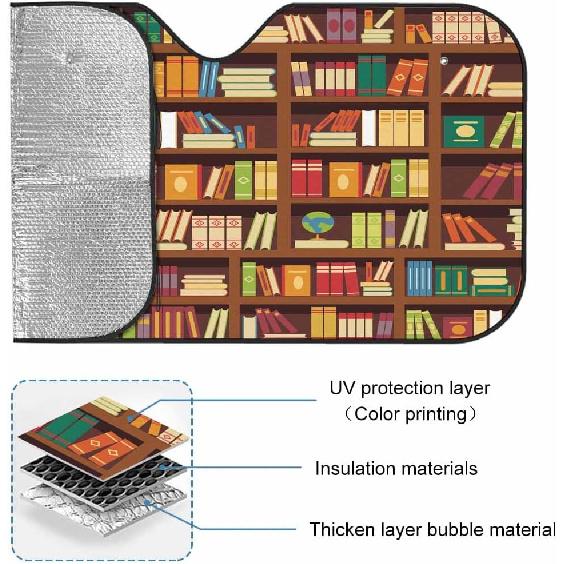 Book Shelf Windshield Sun Shade For Car Car Window Shades Car Sun Shade Car Accessories Auto Car Sun Visor