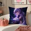 Game Genshin Keqing Cushion Cover Pillowcase Short Plush Invisible zipper Room Sofa Cushion Cover