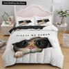3D Cat King Queen Duvet Cover Cute Cartoon Kitty Bedding Set for Kids Teens Adults Pet Animal White 2/3pcs Polyester Quilt Cover