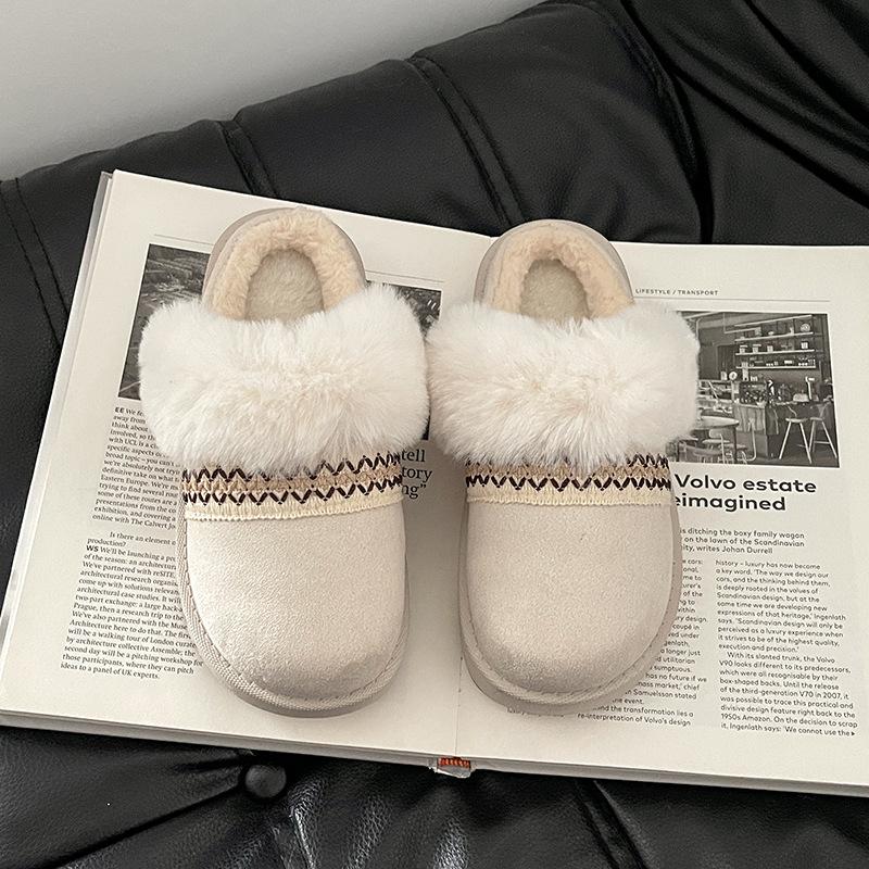 Fashion versatile casual warm cotton slippers 2025 autumn and winter new women's style comfortable versatile slippers