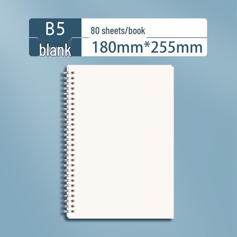 Spiral Notebook Set: Includes A4 Lined, Blank English, A5 Thick, and B5 Notebooks for Office Use.