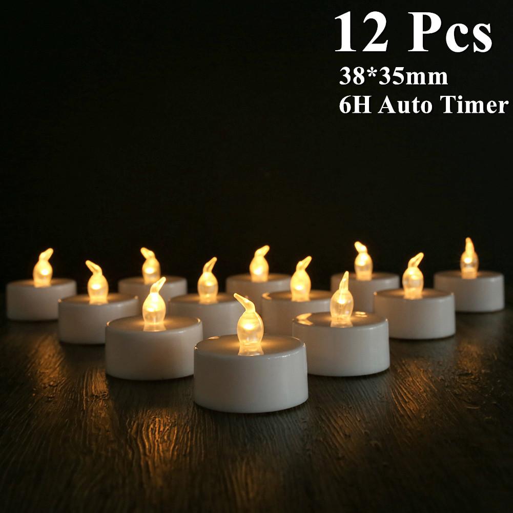 3/6/12Pcs Flameless LED Candles Tea Light Creative Lamp Battery Powered Home Wedding Birthday Party Decoration Lighting Dropship