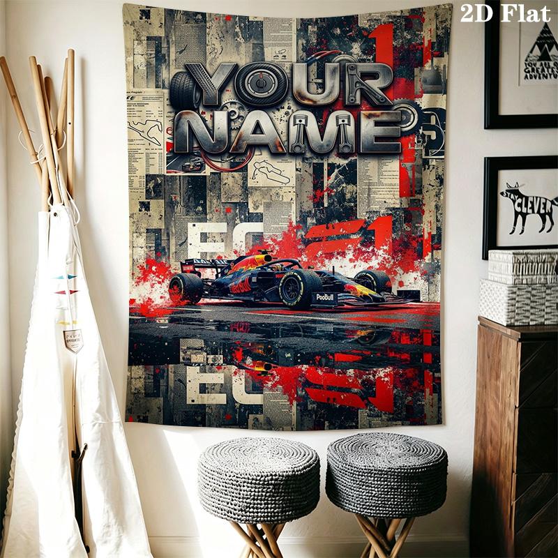 Name Custom F1 Wall Tapestry Aesthetic Wall Hanging Printed Fabric Blanket Decorative Tapestries for Bedroom Living Room Home Decor
