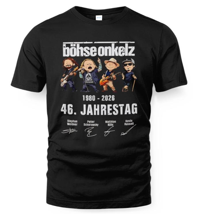 2026 Summer Hot Sale Bhse OnkelzSeitein Bhse Onkelz 46 Years Tour T Shirt Unisex Vintage Top Breathable Streetwear Casual Tee