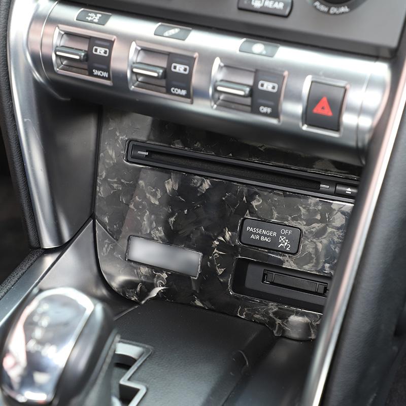 For Nissan GTR R35 2008-2016 Real Carbon Fiber Interior Paste Central Control CD Multimedia Panel Decorate Frame Car Accessories