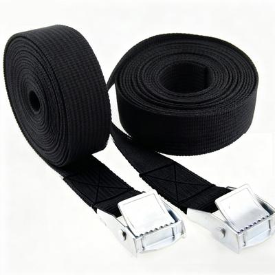 2Pcs 40cm Black Metal Secure Buckle Universal Car & Motorcycle Cargo Tie-Down Straps for Luggage Bags Heavy Duty Durable Strong