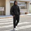 Men's And Women's Solid-color Casual Set. Men's Long-sleeved Hooded, Fleece And Thickened Sweatshirt And Pants Two-piece Set