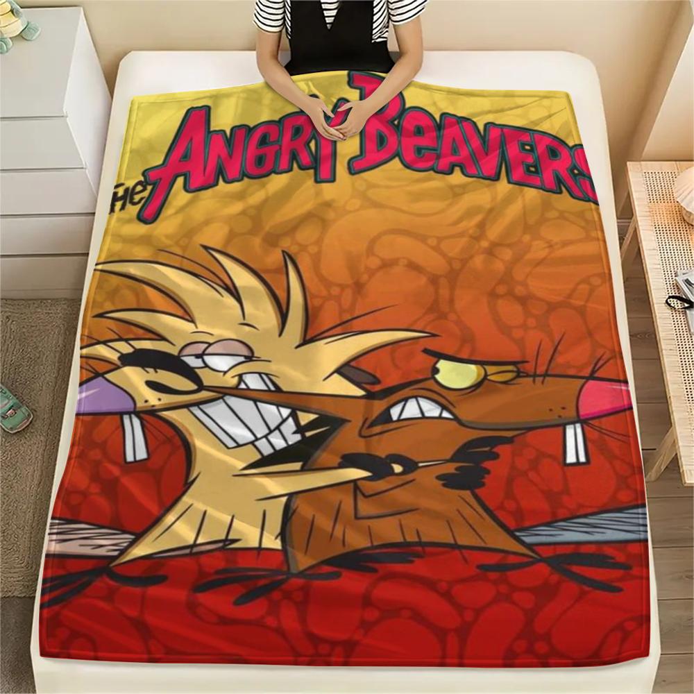 1PC The Angry Beavers Print Flannel Blanket, High quality Comfortable for All Seasons, Home Decor, Warmth and Comfort, Perfect for Christmas Gifts205