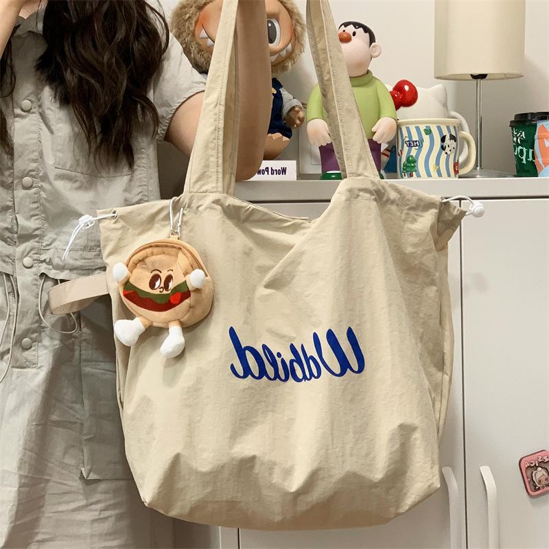 Relaxation Tote Bag Lady BrandNew Drawstring Canvas Bag Commuter Portable Handbag Large Capacity Shoulder Bag Strong