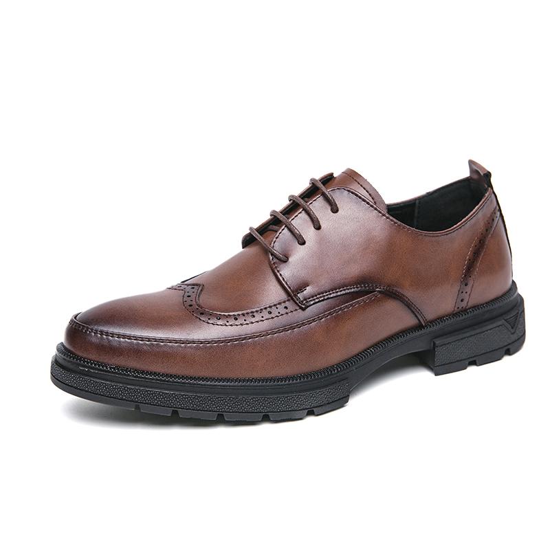 Brogue Men's leather shoes Minimalist and fashionable British style Outdoor leisure business party Men's formal wedding shoes
