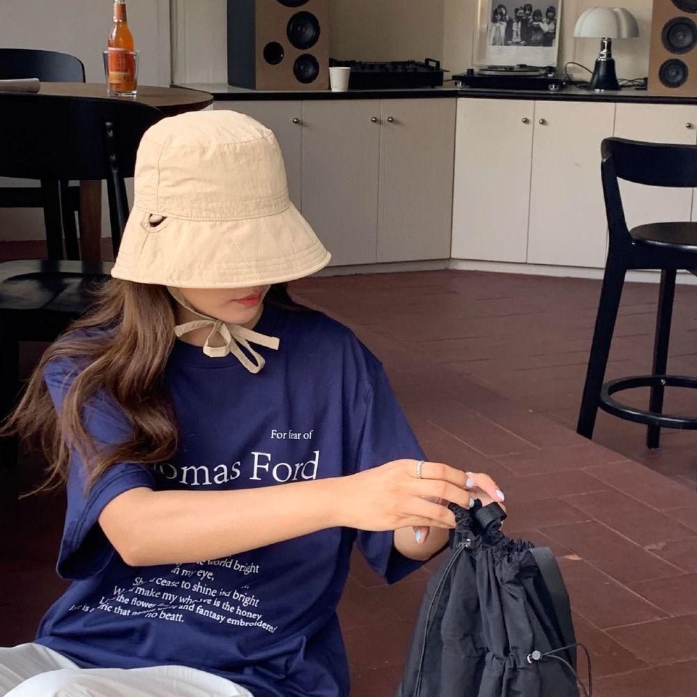 Wide Brim Bow Bucket Hat Visor Cap Summer Sun Hat Simple Sunscreen Fisherman Hat  Outdoor