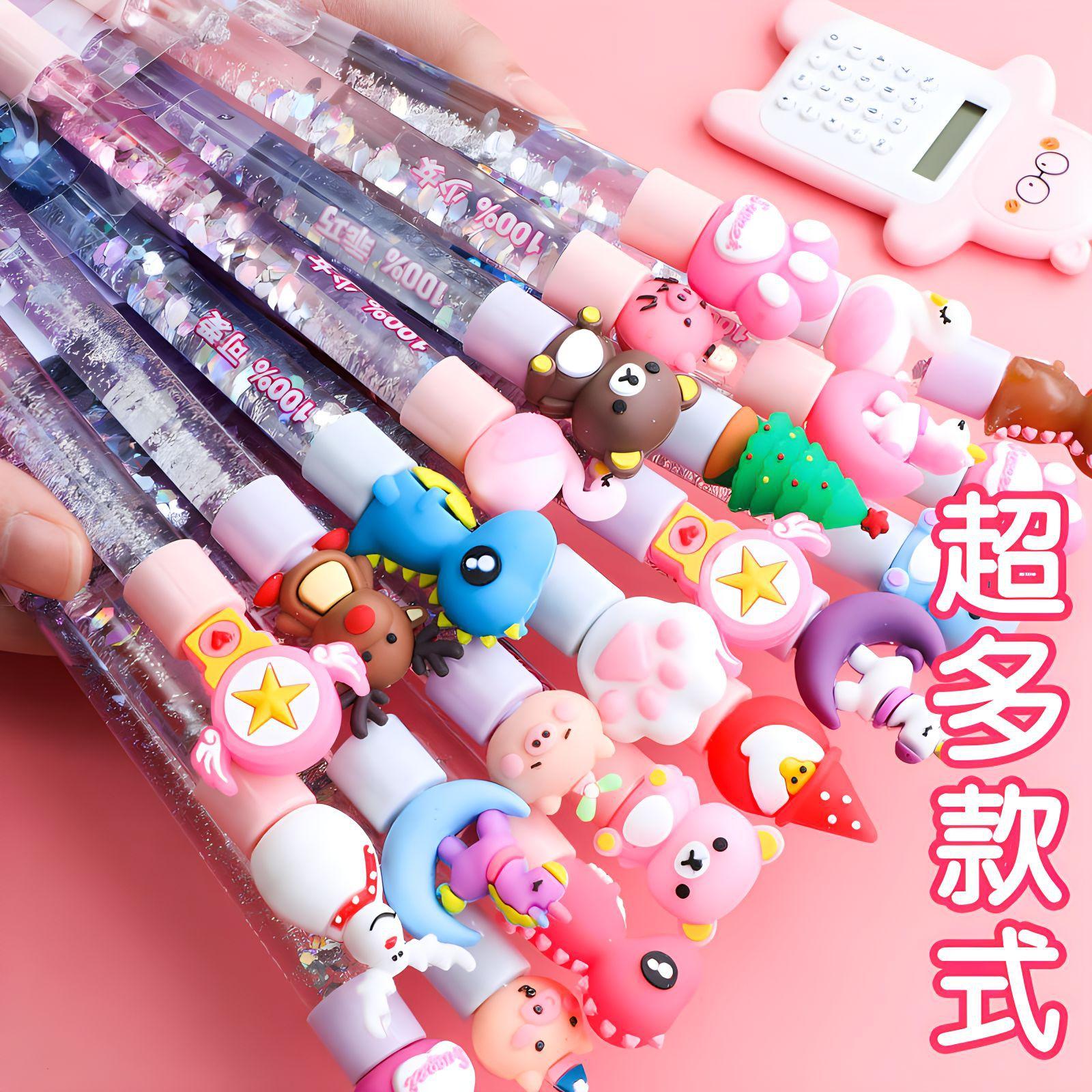 5 Pcs Flowing Sand Fairy Sparkling Pen Fluent Writing Suitable for Office Work, Brushing Questions, Signing Writing, Diaries, Notes, Student Classroo Random style 5Pcs