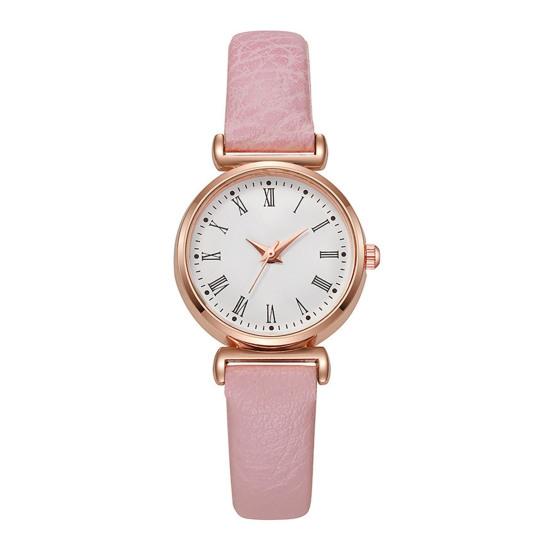 

Analog Quartz Watches for Women Fashion Adjustable Leather Strap Wristwatch Elegant Easy Read Roman рожевий