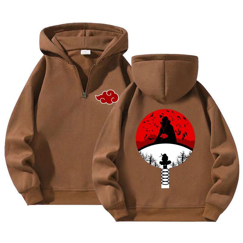 Naruto Anime Pulovr Mikina se čtvrtinovým zipem a kapucí Sportovní Outdoorová Mikina Ležérní Dlouhý Rukáv Pánské Oblečení Mikina Streetwear