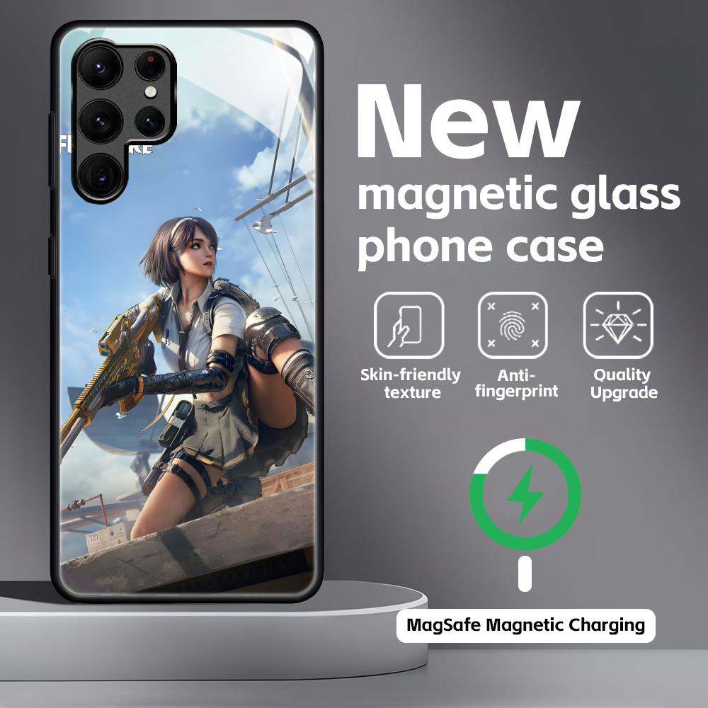 

Garena Free Fire Phone Case For Samsung S26 S25 S24 S23 S22 S21 Plus Ultra Note20 Glass Magnetic Case Galaxy S26 Plus