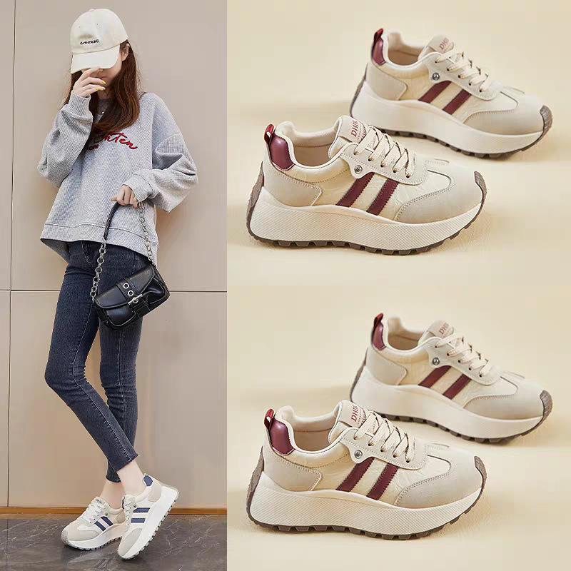 Stepping on shit sneakers women's four-season foot small waffle Forrest Gump shoes women's lightweight non-slip running platform dad shoes