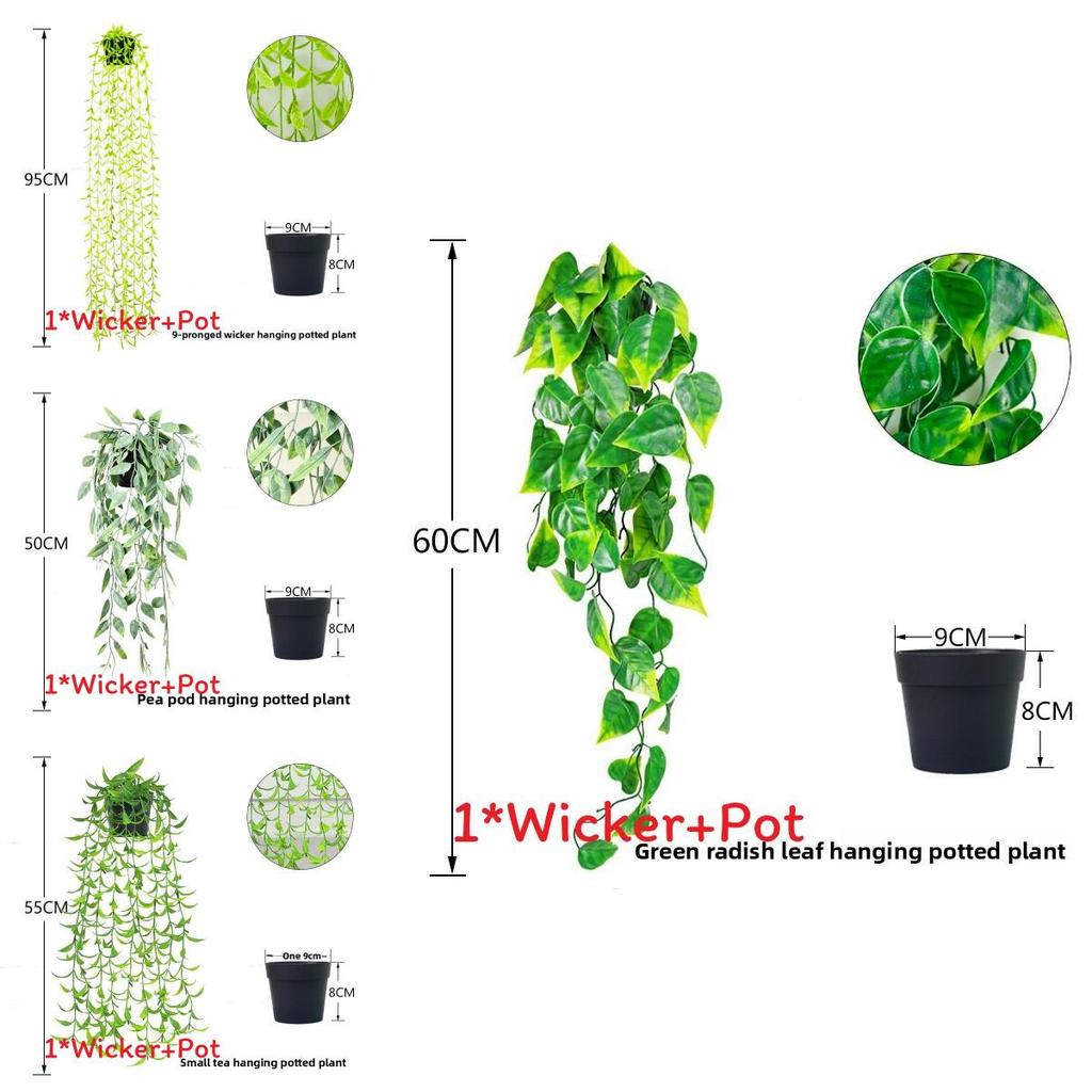 Faux Hanging Vine Plant With Green Leaves For Balcony And Party Decoration