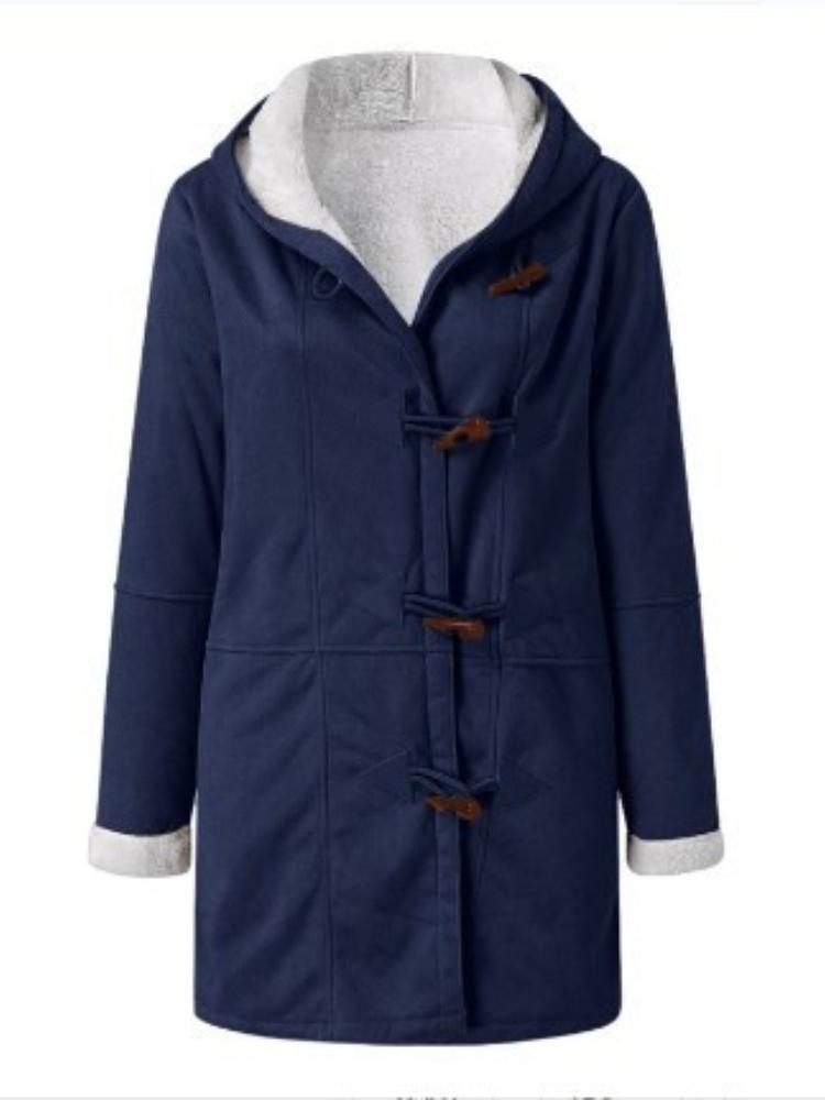 Damen Armeegrüner Longline Wollmischmantel mit Futter aus Kunstfell