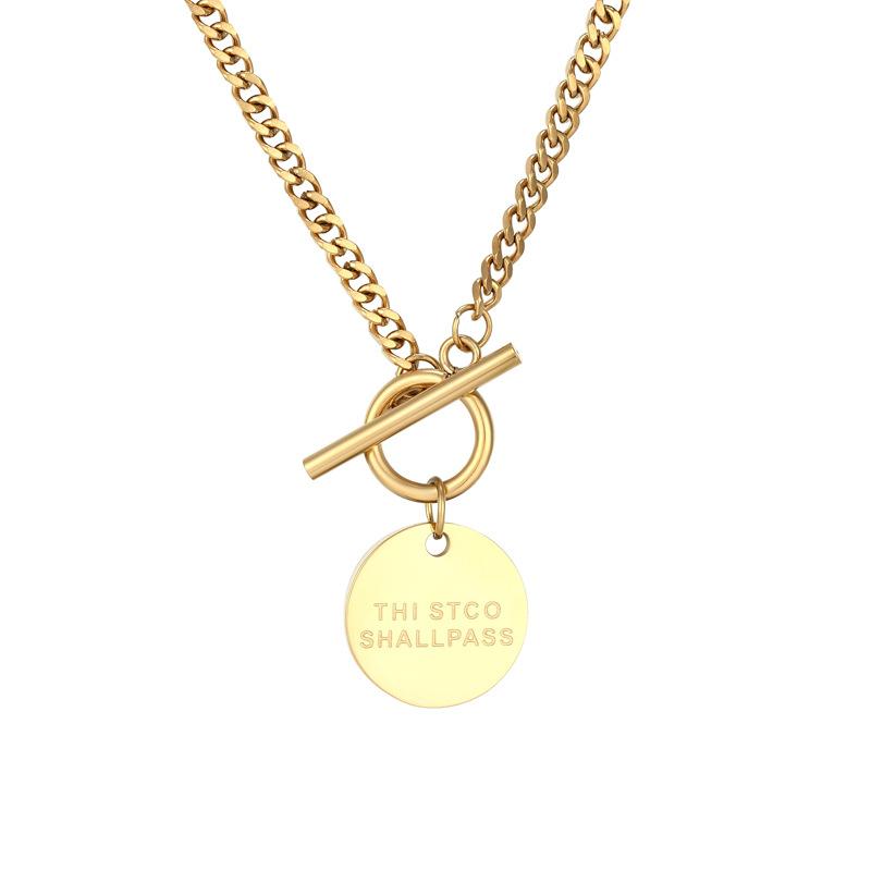 Round Tag Letter Necklace Ins Titanium Steel Necklace Fashion Jewelry Premium Durable Quality Useful Practical