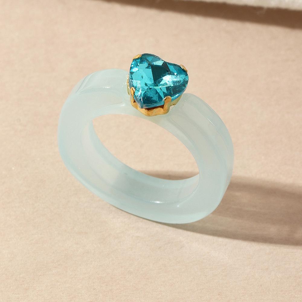 New Fashion Colorful Acrylic Rhinestone Resin Rings For Women Girls Korean Transparent Geometric Square Round Rings Jewelry 2026