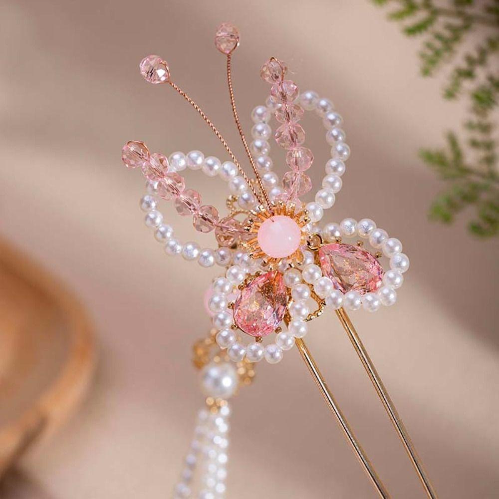 Retro Ancient Hair Stick Pearl Flower Hair Comb Classical Hanfu Headwear Cheongsam Accessories